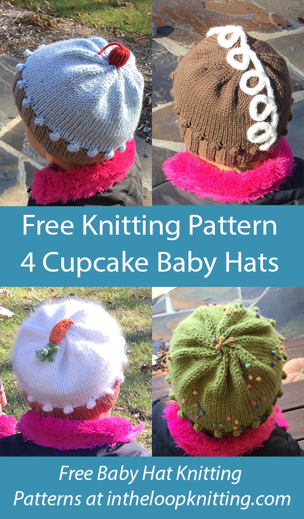 Free Baby Hat Knitting Pattern 4 Cupcake Baby Hats