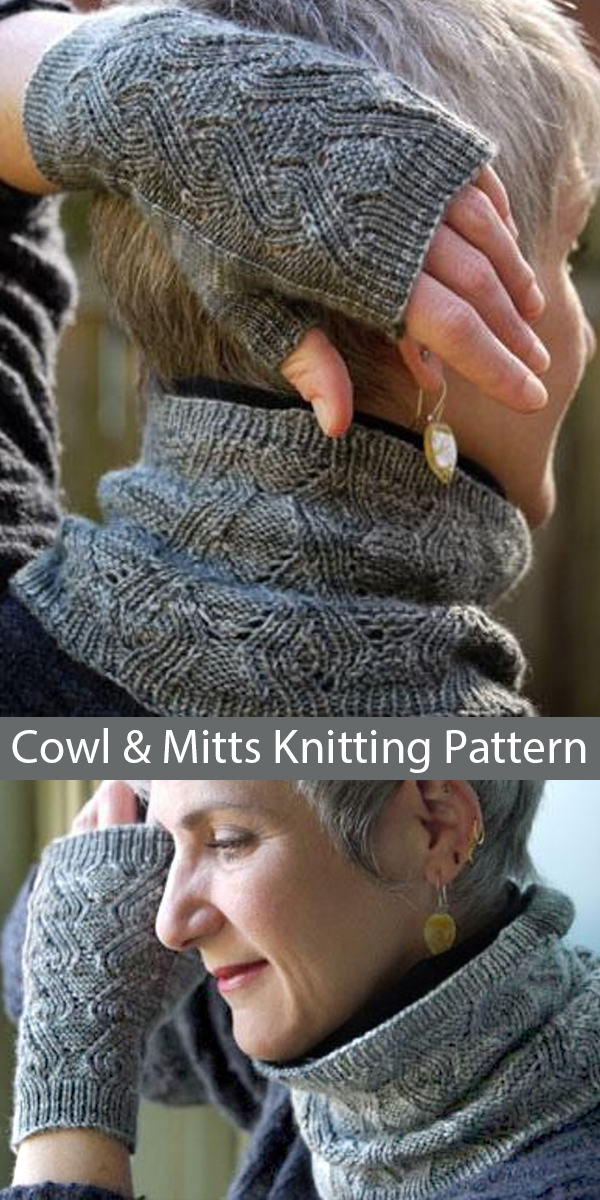 Knitting Pattern for Curling Cowl and Mitts