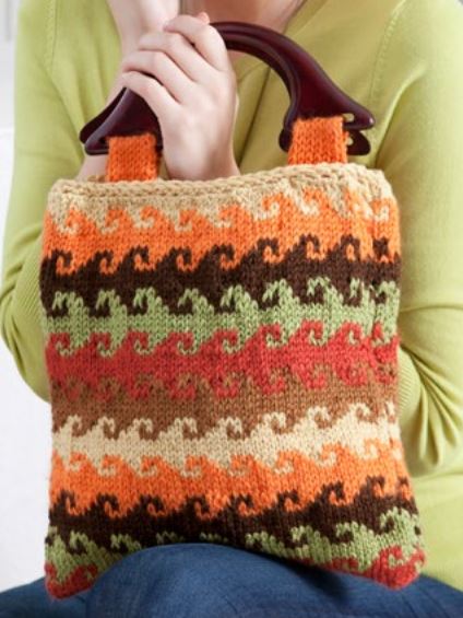 Free Knitting Pattern for Curling Wave Striped Bag