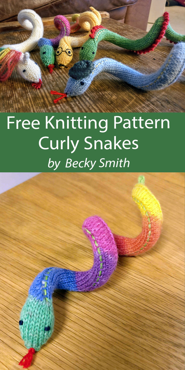 Curly Snake Free Knitting Pattern