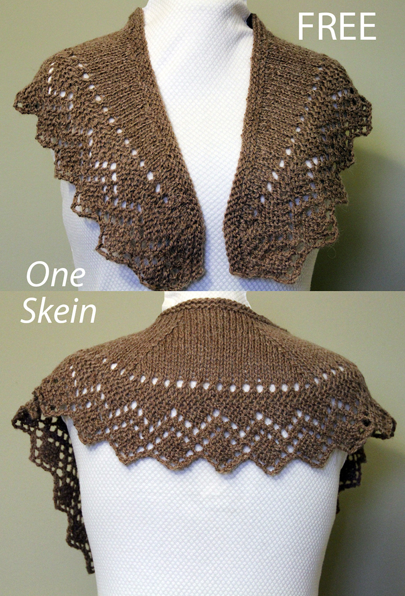 Free One Skein Curved Shoulder Scarf Knitting Pattern