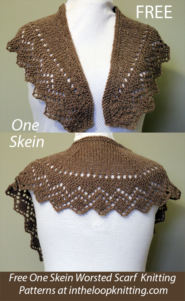 Free One Skein Curved Shoulder Scarf Knitting Pattern