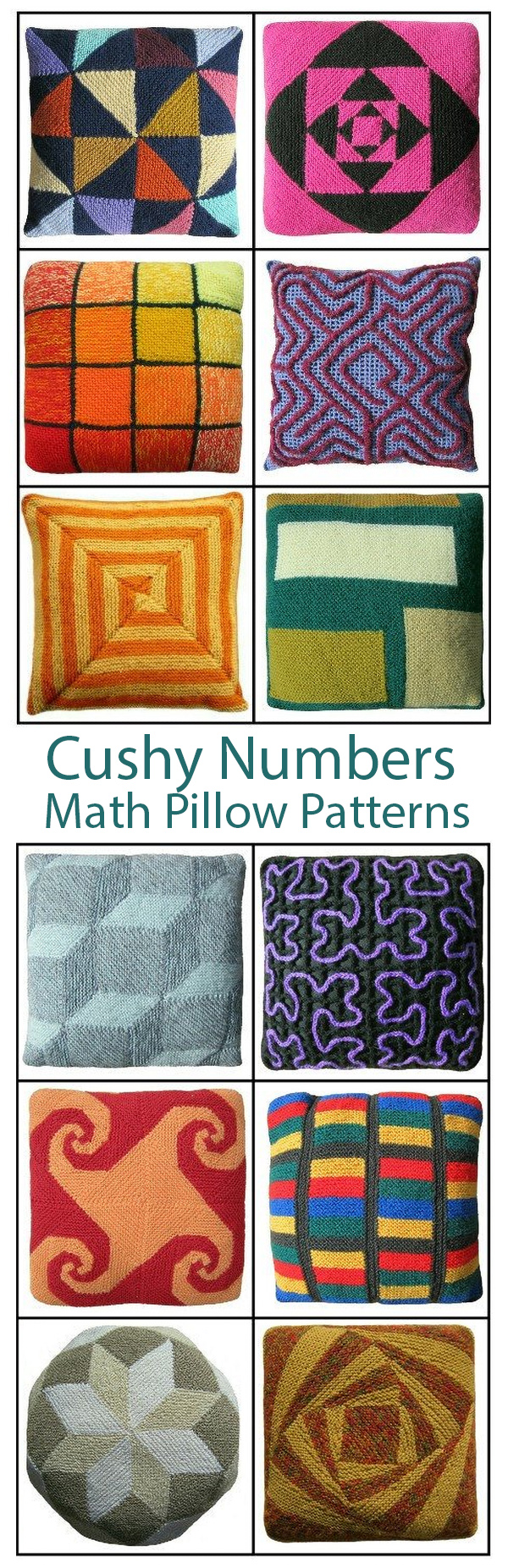 Cushy Numbers Knitting and Crochet Patterns for Mathematical Pillows