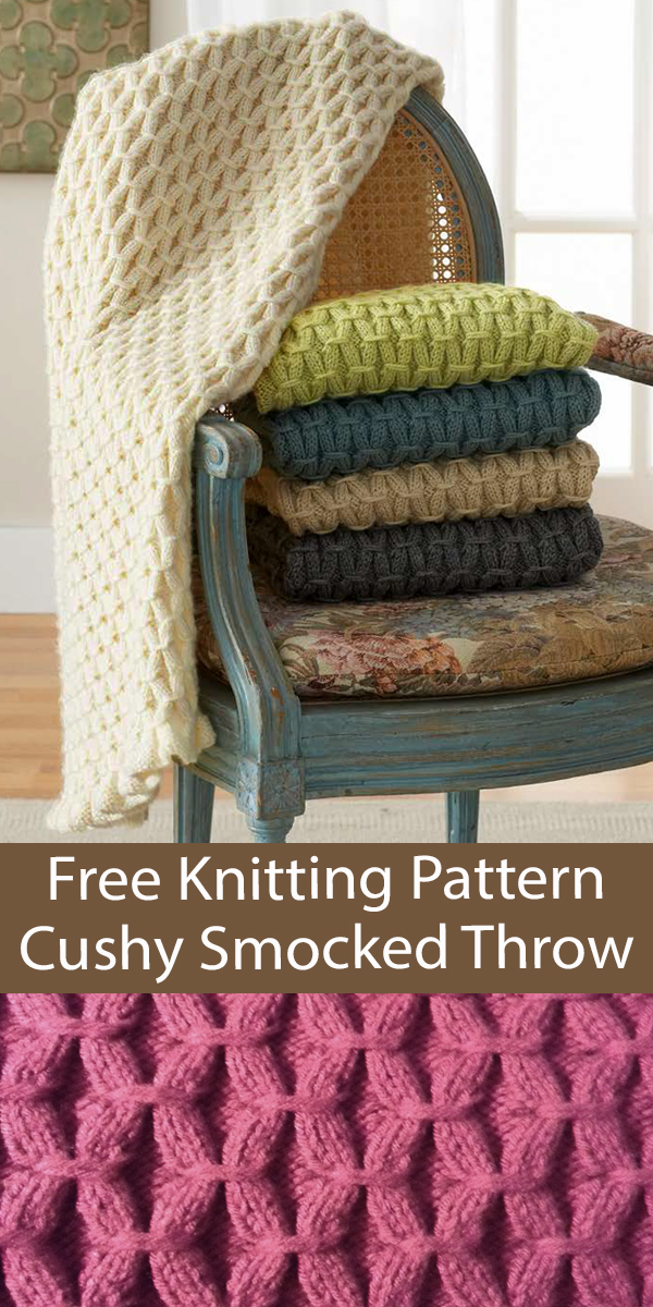 Free Blanket Knitting Pattern for Cushy Smocked Throw