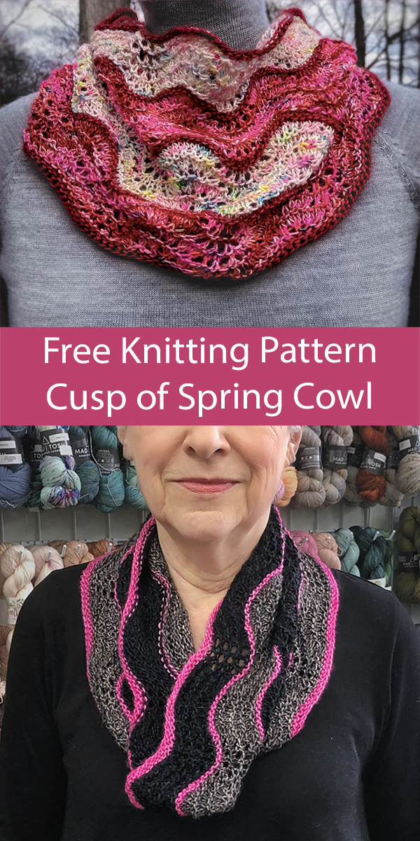 Free Easy Cowl Knitting Pattern Cusp of Spring Cowl 4 Row Repeat