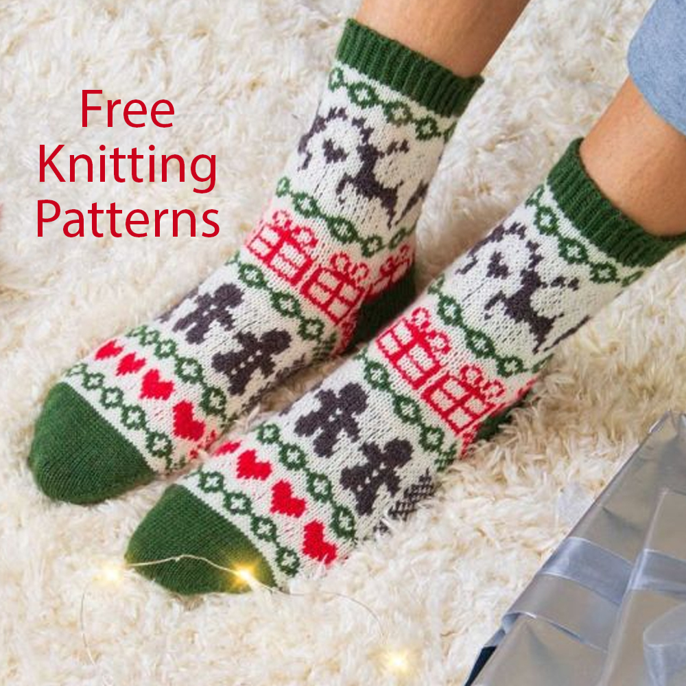 Free Toe-Up Christmas Socks Knitting Pattern