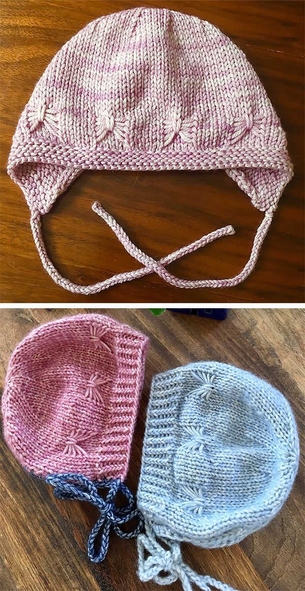 Free Knitting Pattern for Cute as a Bug Baby Bonnet