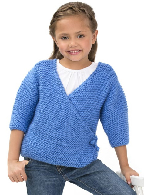 Free knitting pattern for Cute Kimono Sweater for children