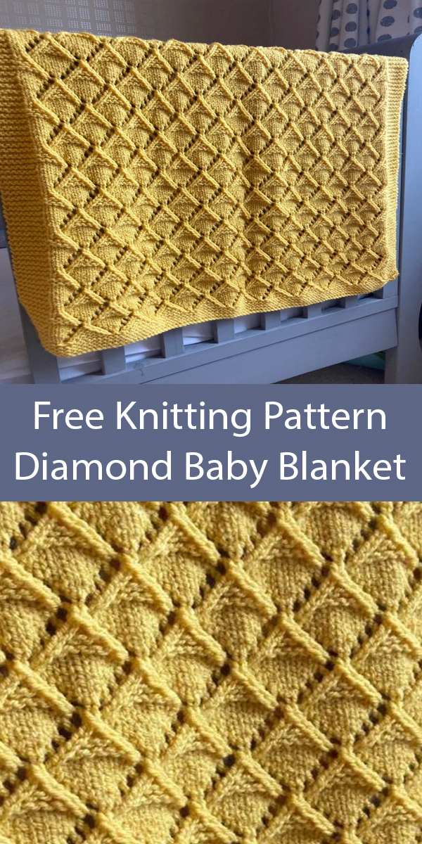Yellow Diamonds Hand Knitted Baby Blanket