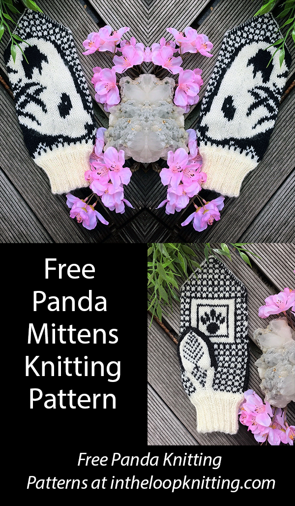 Free Panda Mittens Knitting Pattern