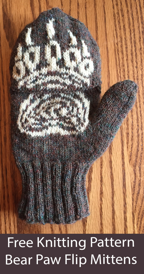Free Bear Flip Mittens Knitting Pattern Daddy Bear Convertible Gloves