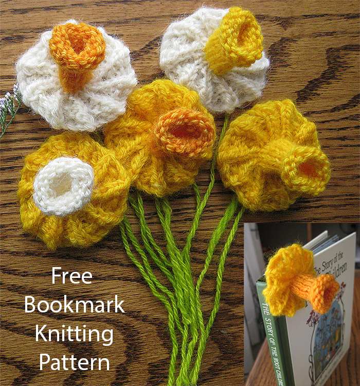 Free Knitting Pattern Daffodil Bookmark