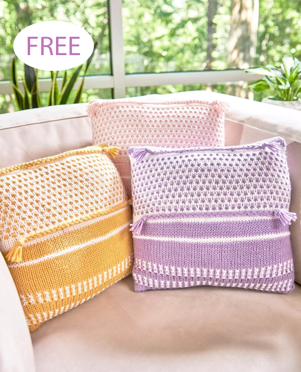 Dainty Braid Pillow Set Polka Dot Free Knitting Pattern