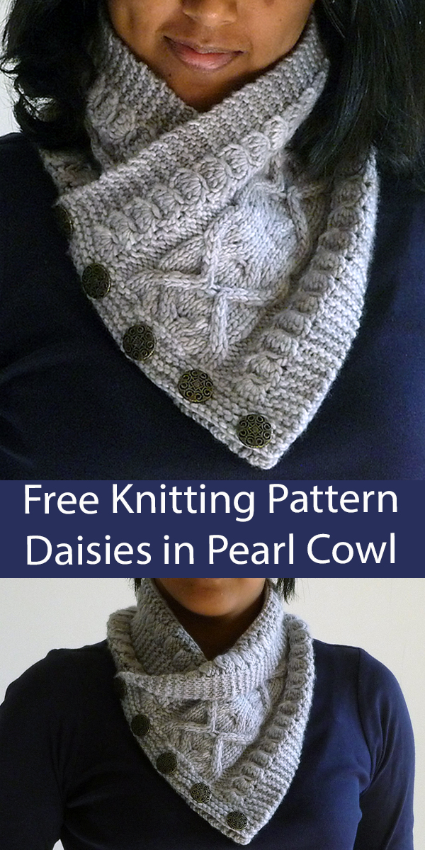 Free Cowl Knitting Pattern Daisies in Pearl