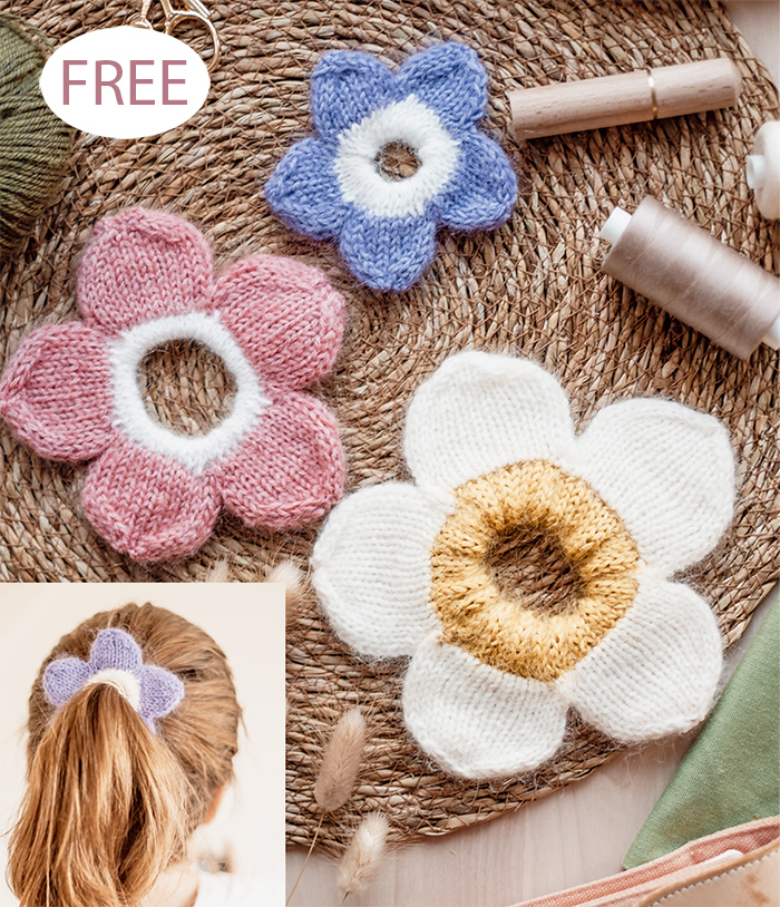 Free knitting pattern Daisy Scrunchie knitting patterns