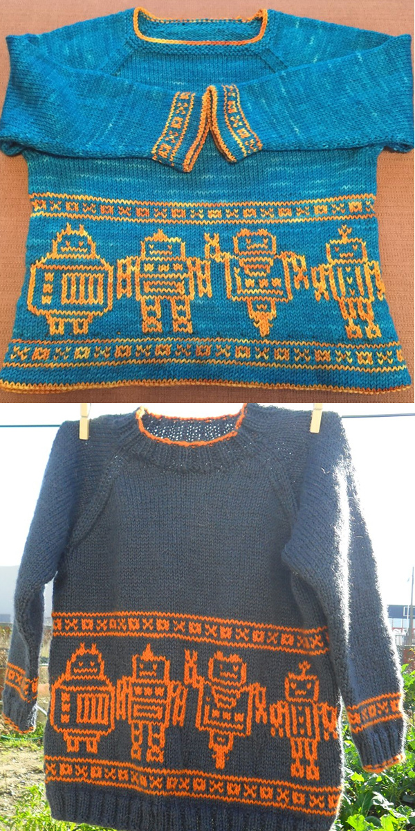 Free Knitting Pattern for Dance of Robots Sweater