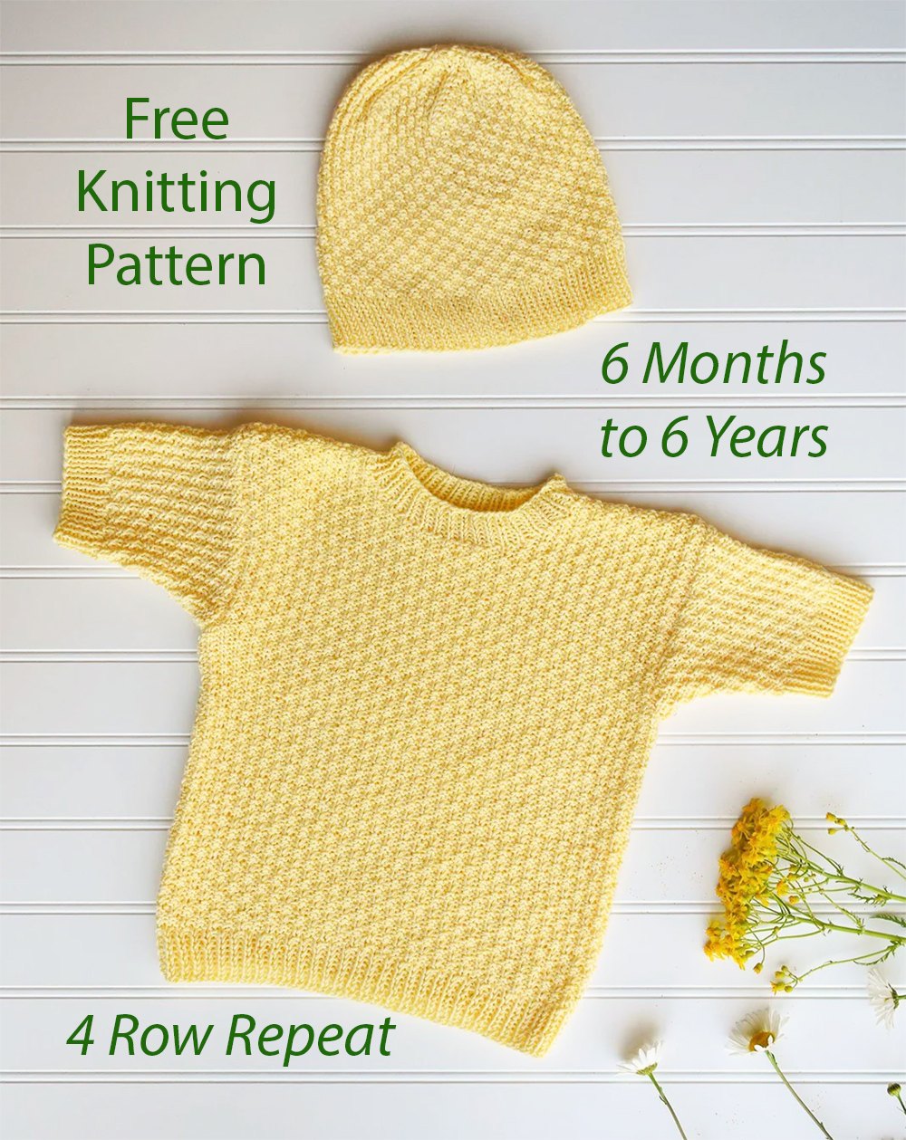 Free Baby and Child Dandelion Set Sweater Knitting Pattern