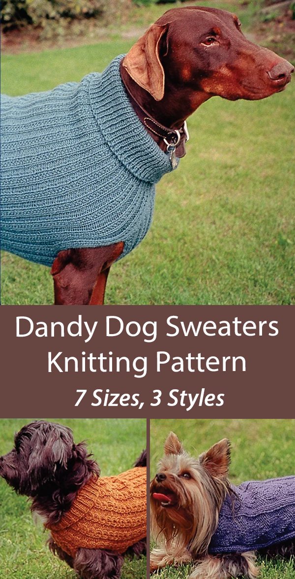 Dandy Dog Sweaters Knitting Patterns Dog Coat 7 Sizes