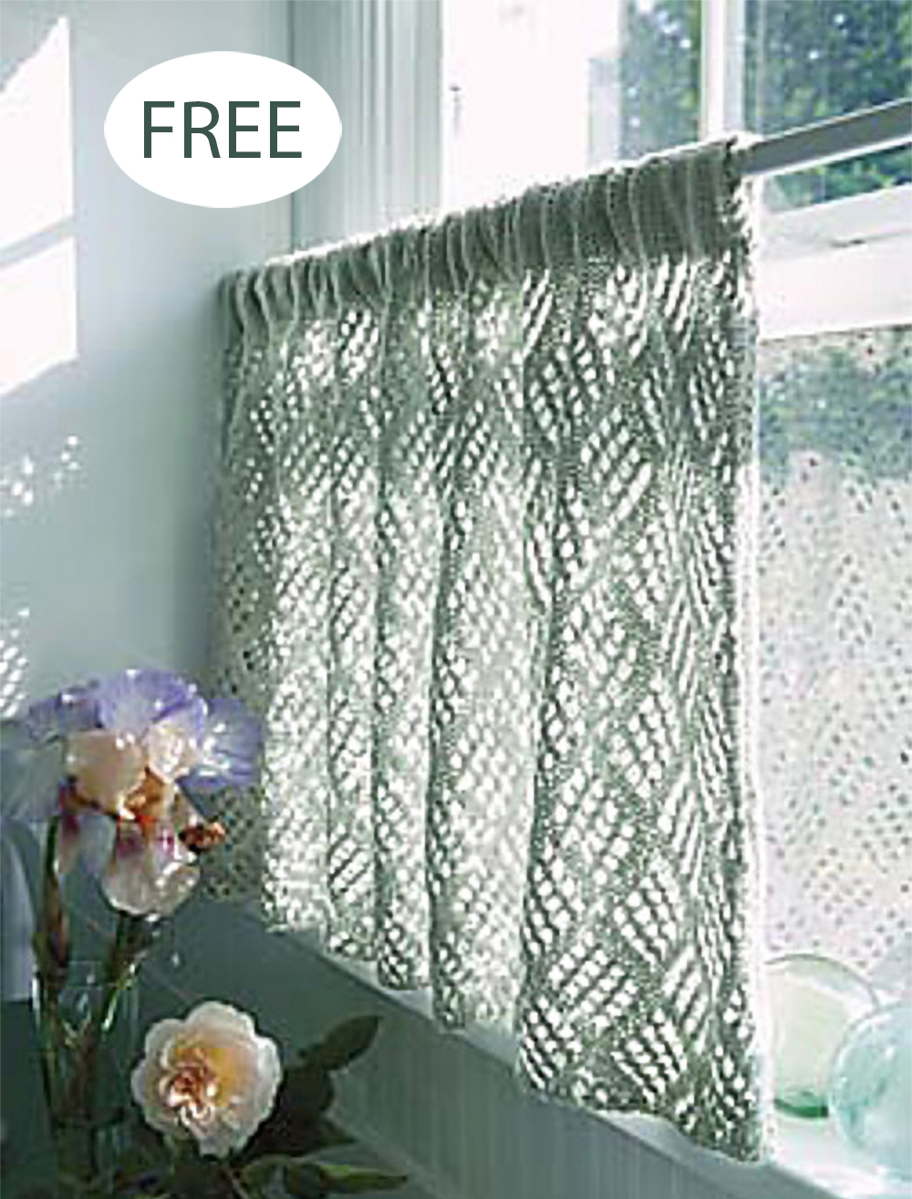 Free Knitting Pattern for Dappled Lace Café Curtain