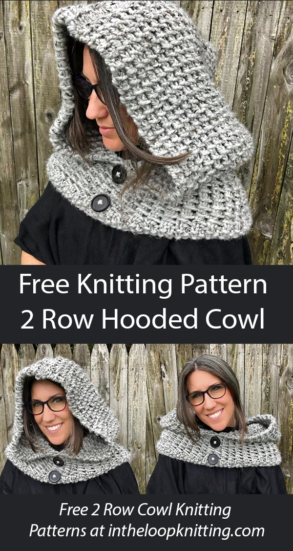 Free Cowl Knitting Pattern for 2 Row Repeat Dawn Hooded Cowl