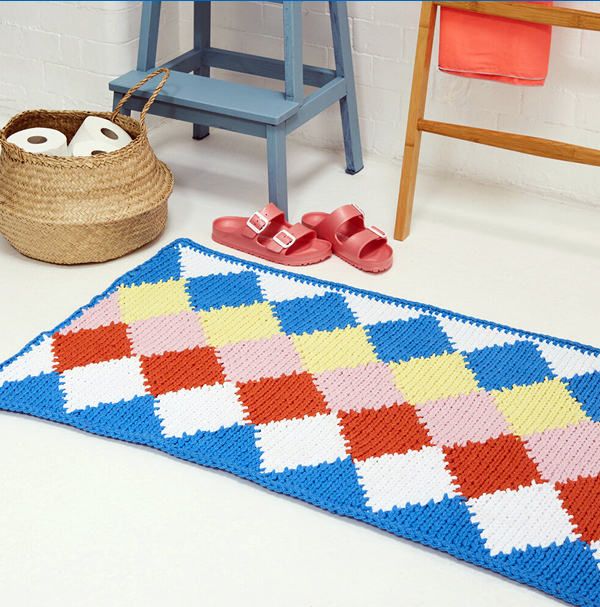 Free Rug Knitting Pattern Dazzling Diamond Bath Mat