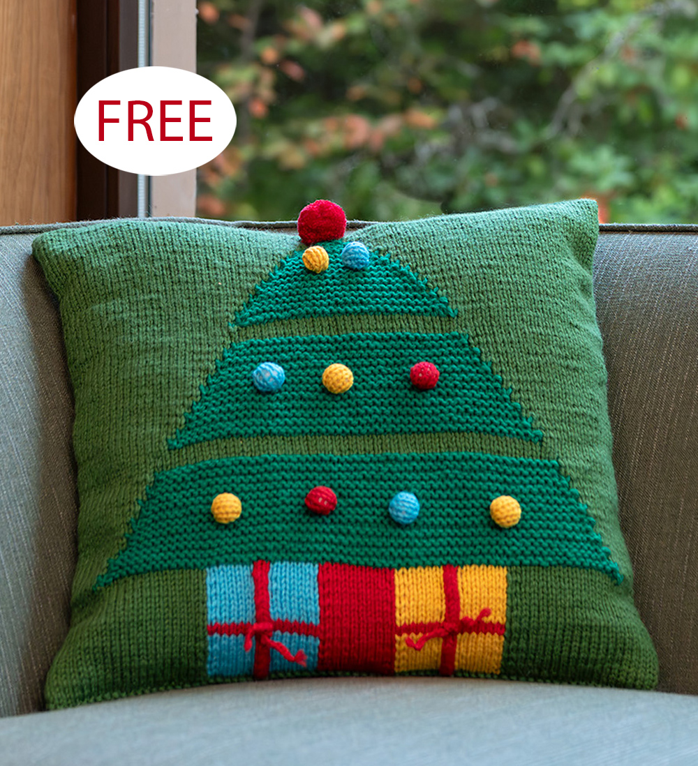Decorate the Christmas Tree Pillow Free Knitting Pattern