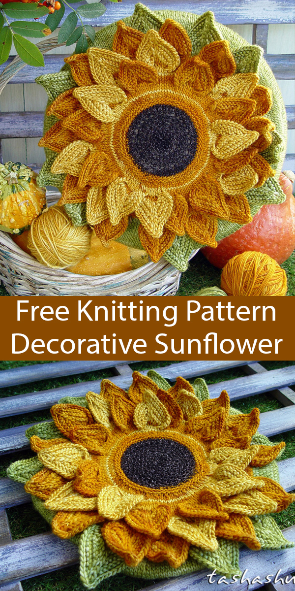 Decorative Sunflower Free Knitting Pattern