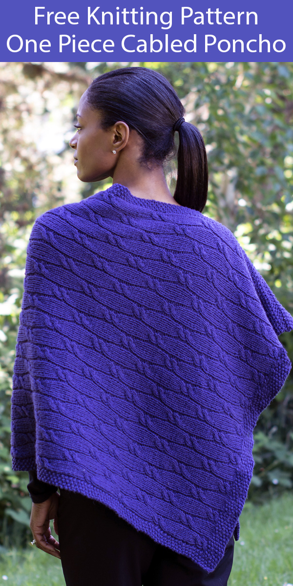 Free Knitting Pattern for Easy Cabled Poncho in 1 Piece