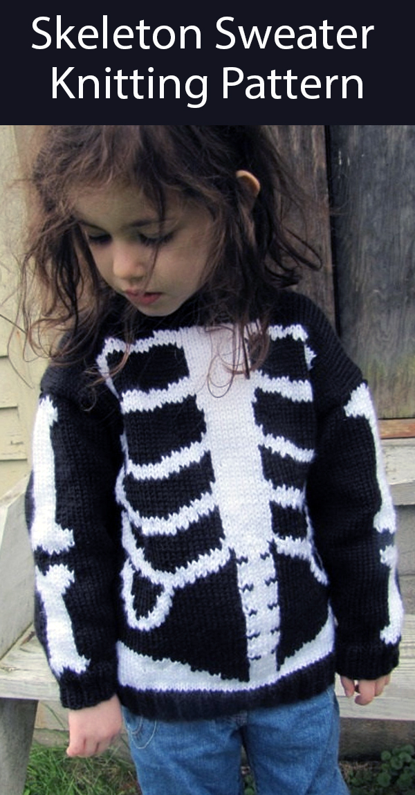 Knitting Pattern for Halloween Skeleton Sweater