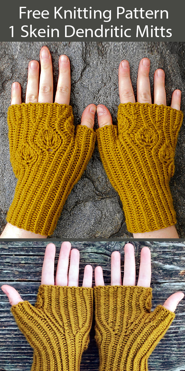 Free Mitts Knitting Pattern Dendritic Fingerless Mitts in One Skein