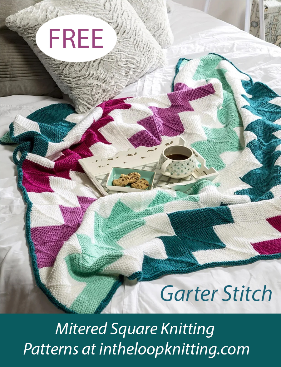 Free Diagonal Stripe Mitered Square Blanket Knitting Pattern