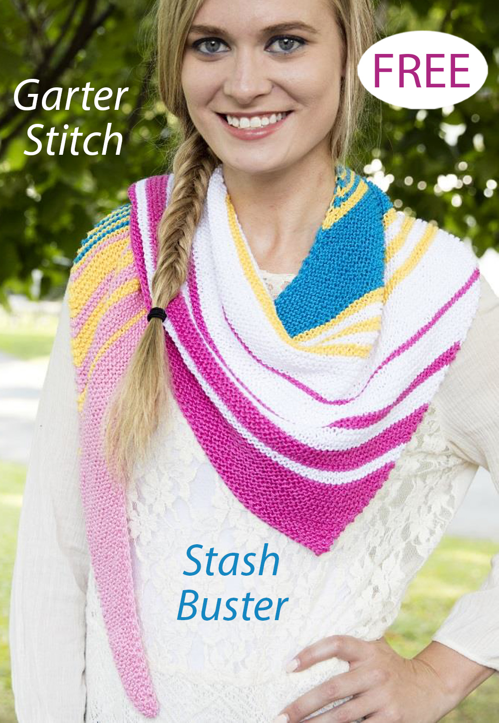 Free Knitting Pattern for Diagonal Striped Triangle Scarf