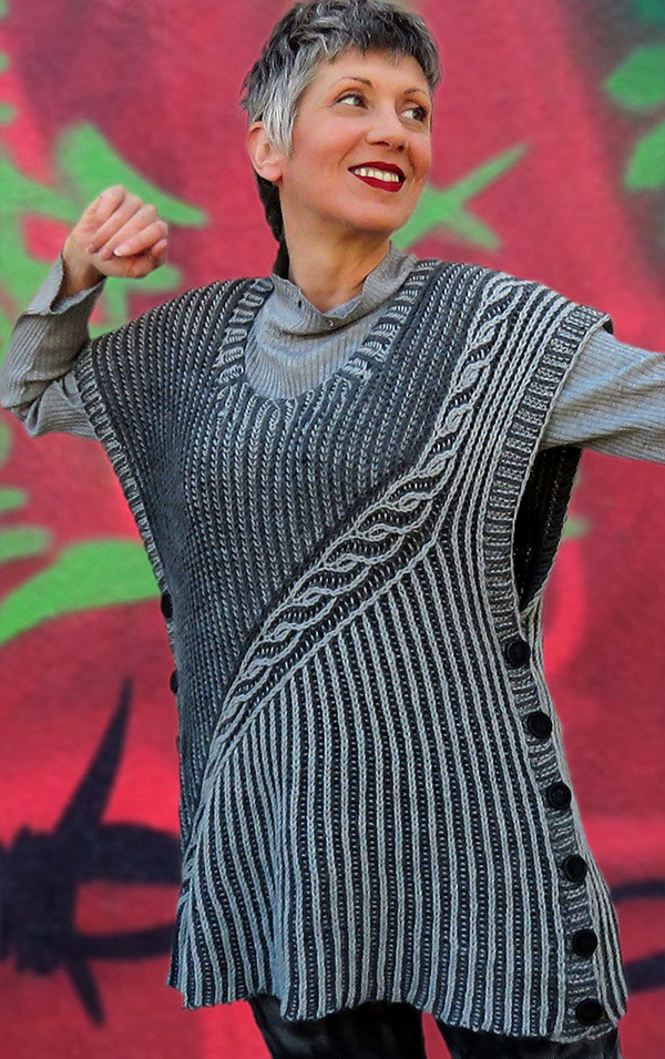 Poncho Knitting Pattern Diagonale Poncho