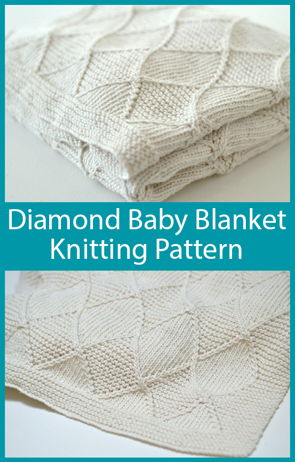 Knitting Pattern for Diamond Baby Blanket