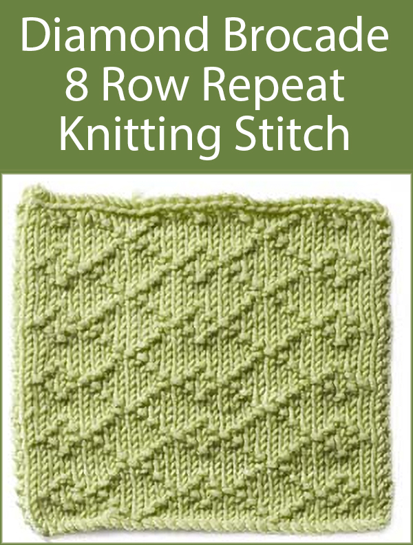 Free 8 Row Repeat Diamond Brocade Knitting Stitch