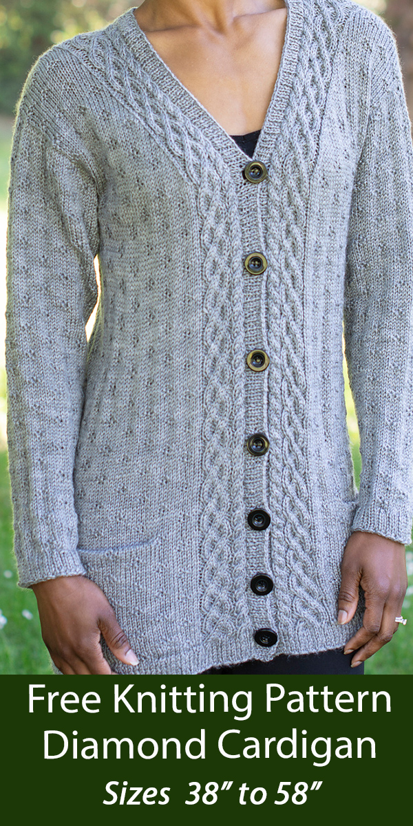 Free Sweater Knitting Pattern Diamond Cardigan