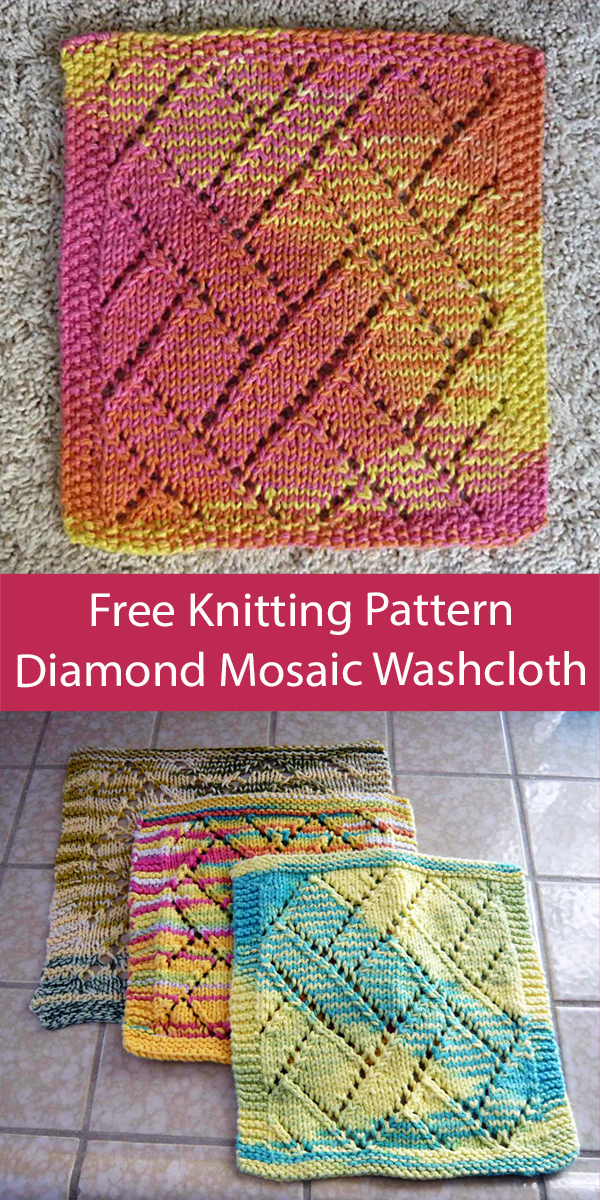 Free Dishcloth Knitting Pattern Diamond Mosaic Washcloth