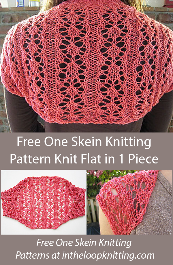 Free One Skein Shrug Knitting Pattern Diamond Rib Lace Bolero