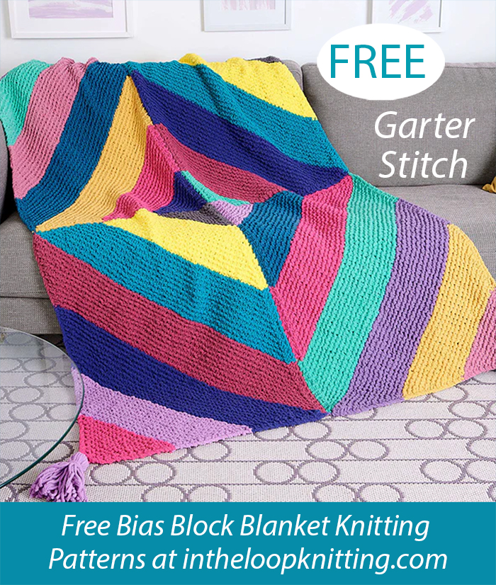 Free Diamond Stripes Blanket Knitting Pattern Garter Stitch Stashbuster