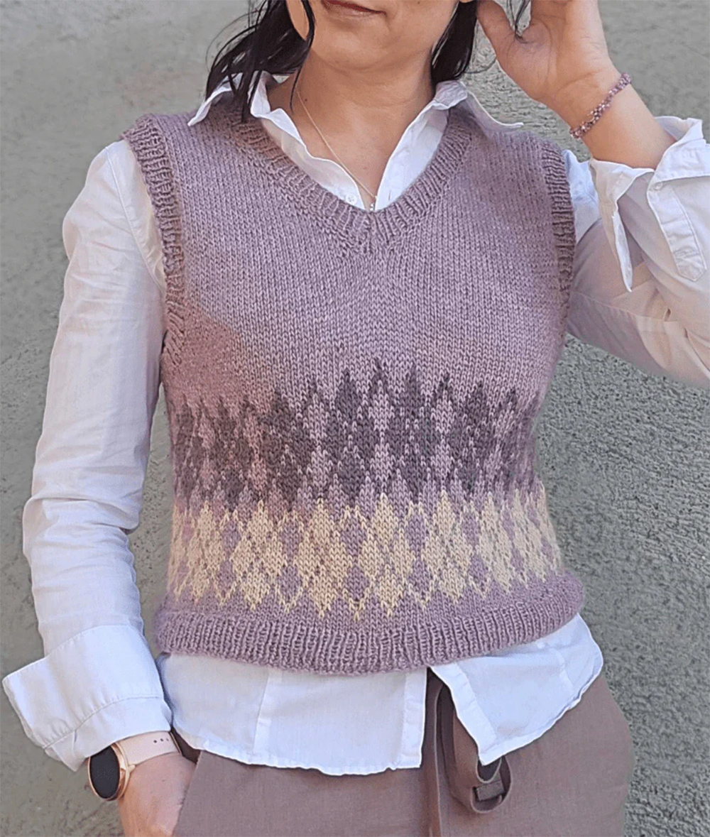 Vest Knitting Pattern Diamond Vest