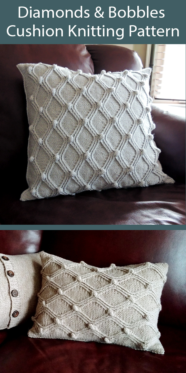 Knitting Pattern for Diamonds & Bobbles Cushion Cover
