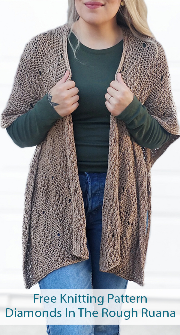 Free Knitting Pattern for Diamonds In The Rough Ruana