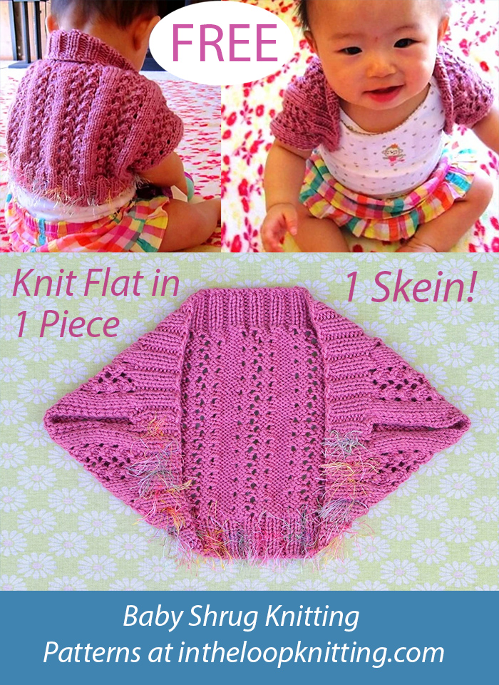 Free Diamonds Rib Lace Baby Shrug Knitting Pattern One Skein