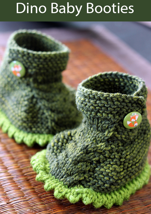 Dino Baby Booties Free Knitting Pattern
