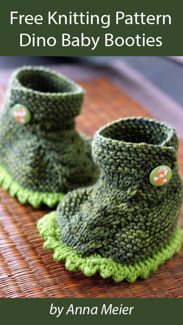 Dino Baby Booties Free Knitting Pattern