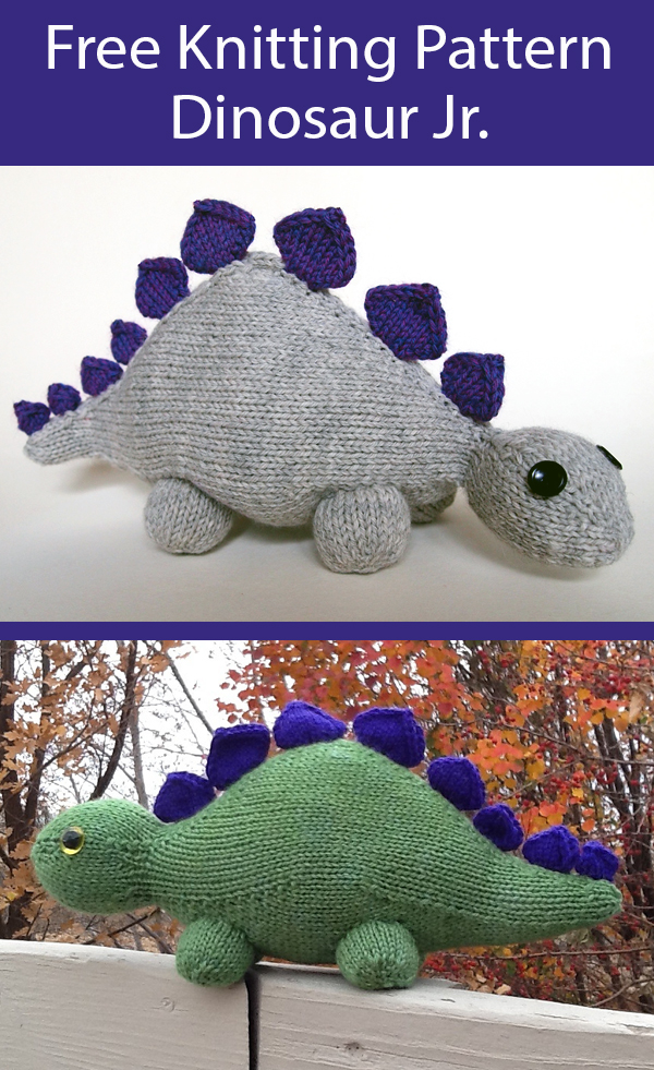 Free Knitting Pattern for Dinosaur Jr. Stegosaurus Toy