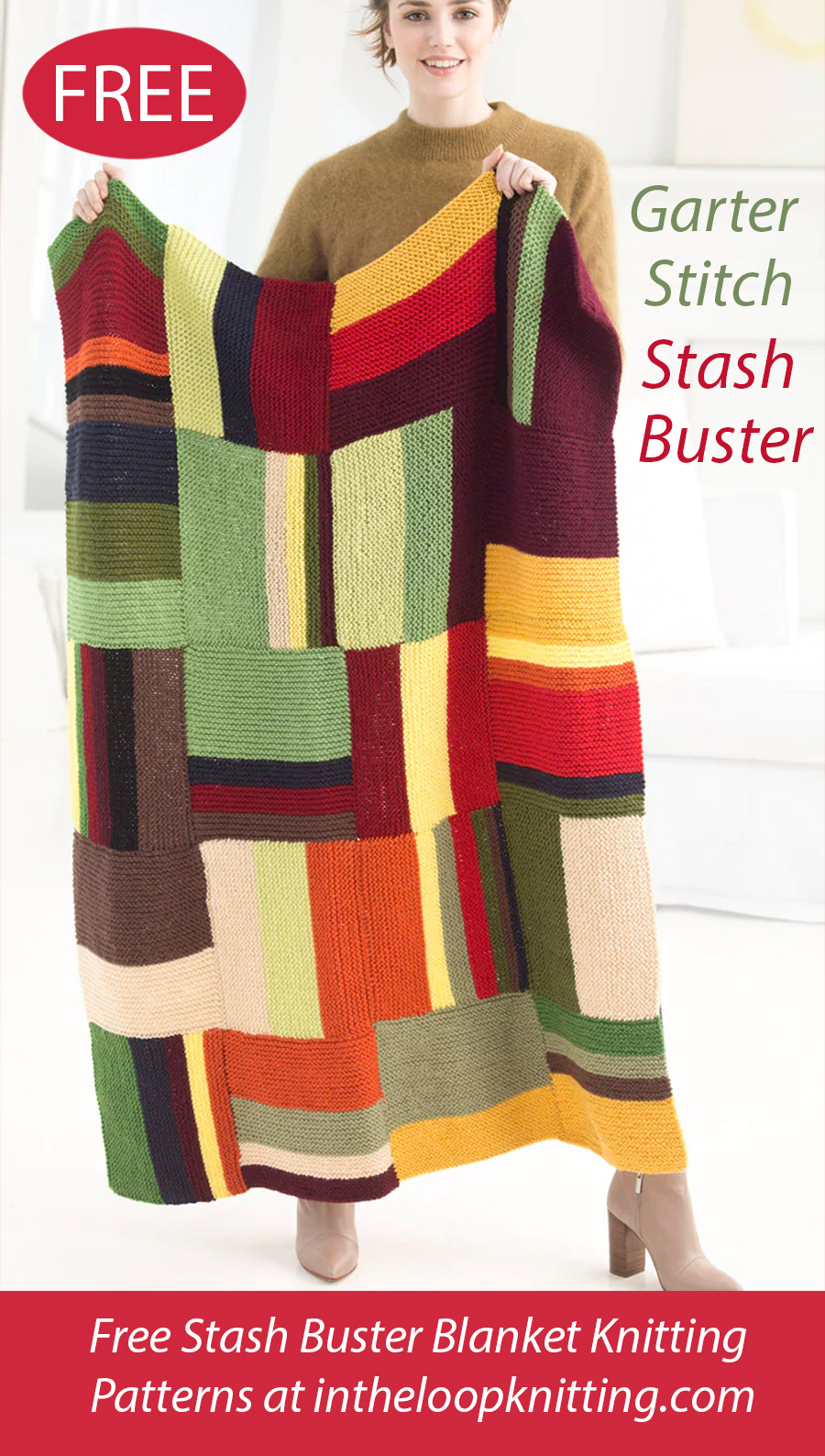 Free Directional Color Afghan Knitting Pattern Garter Stitch Stash Buster