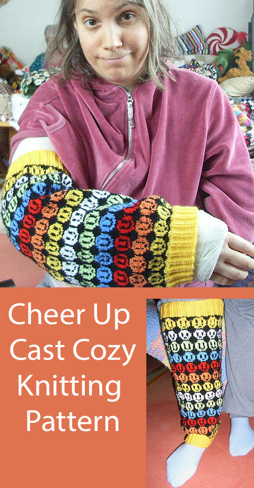 Cast Cover Knitting Pattern Cheer Up Cast Cozy Smiley Face Arm or Leg Warmers