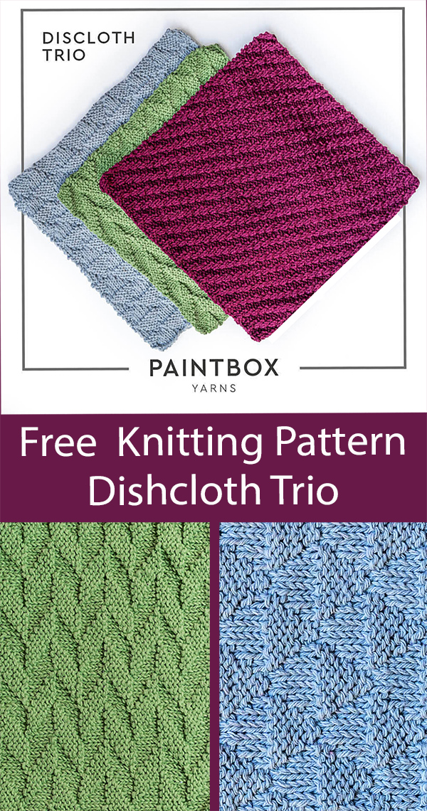Free Dishcloth Trio Knitting Pattern Set