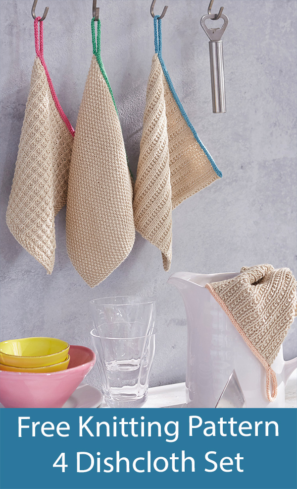 Free Dish Cloth Knitting Pattern 4 Dishcloth Set with Loops